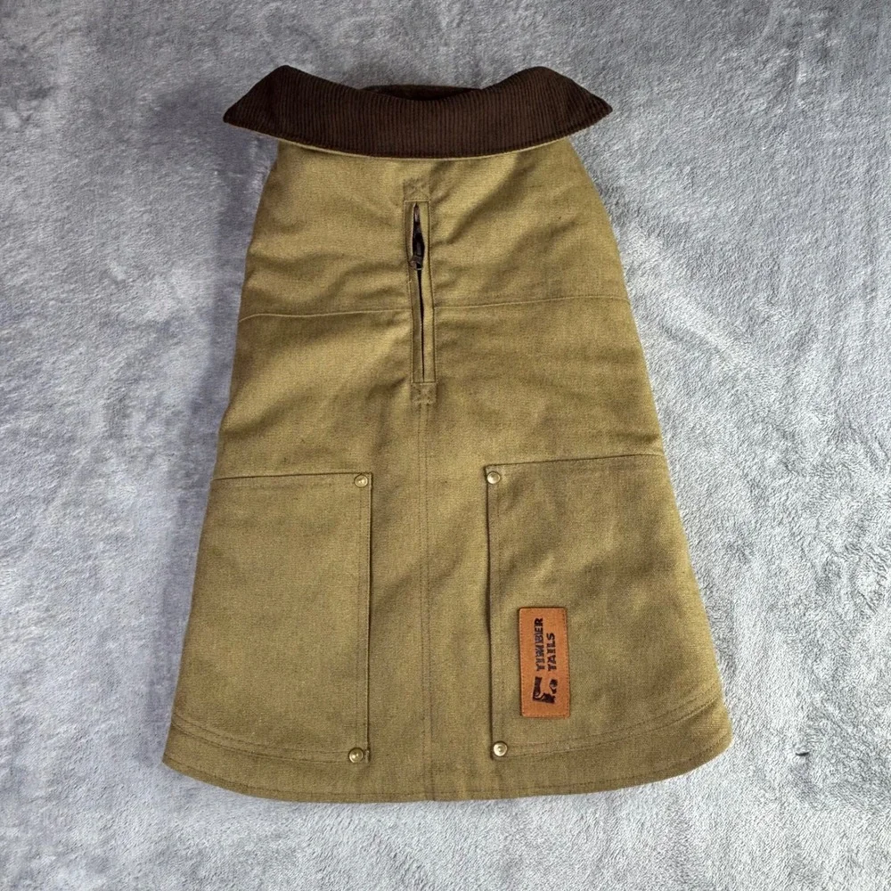 Timber Tails Dog Barn Coat Tan Brown Plaid Lined Canvas Jacket‎ BP26231 Large